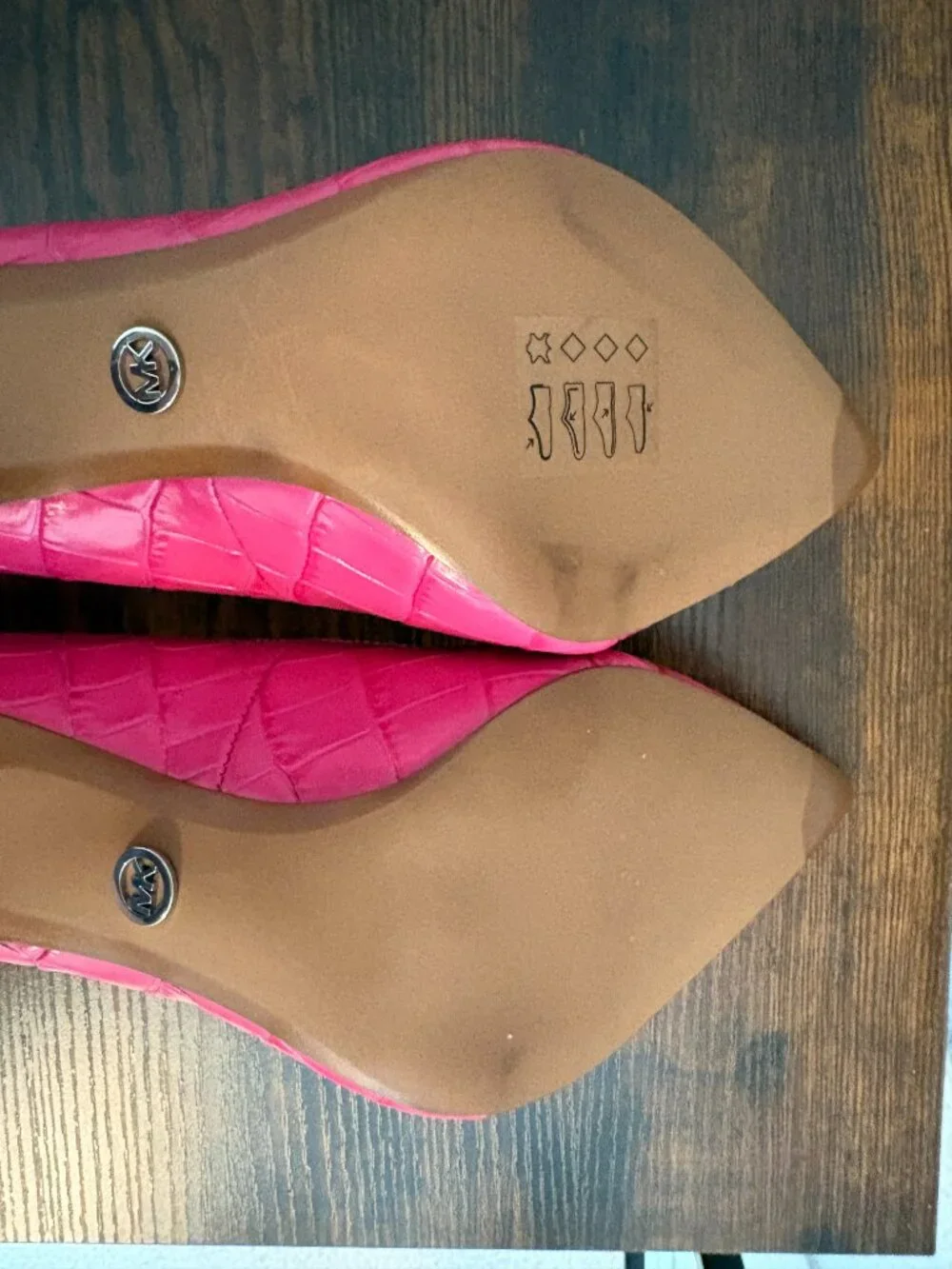 Pink Michael Kors Keke Crocodile Embossed Leather Pumps